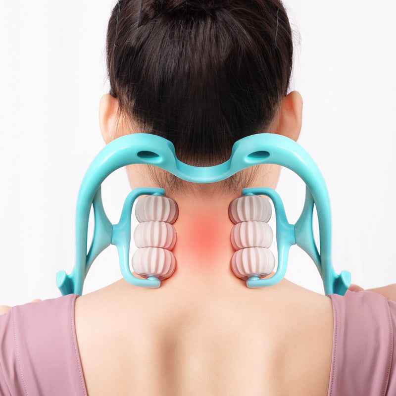 Masseur Nuque Manuel 6 Roues - Rouleau Massage Cervicales Portable