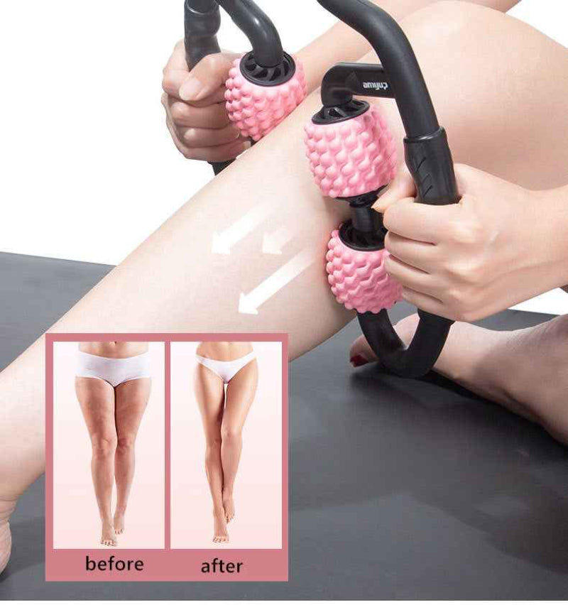 Rouleau Massage Musculaire 4 Roues - Relaxation Multi-Zones Corps
