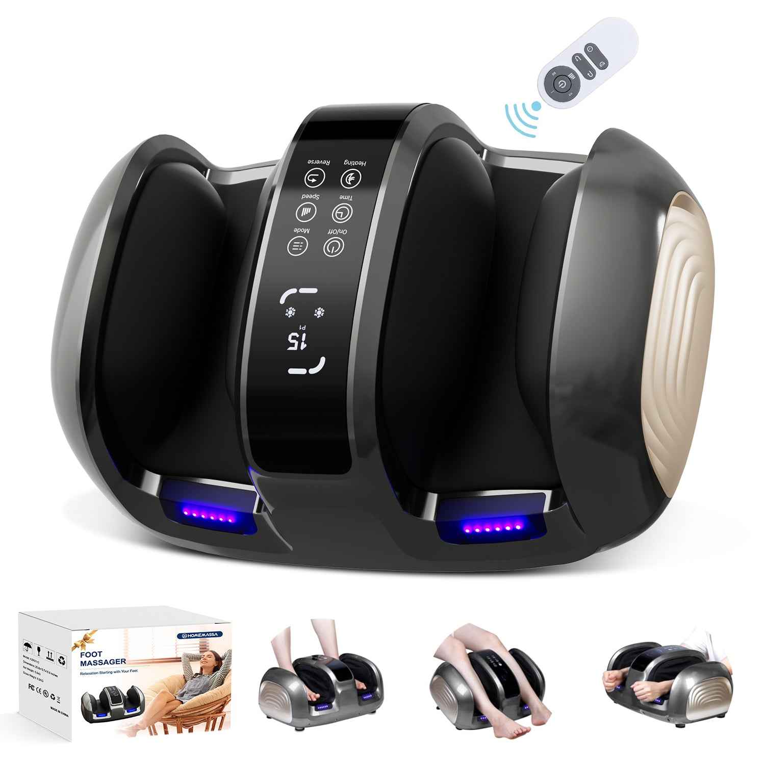 Masseur Pieds Mollets 3D Chaleur - 4 Programmes Auto & Relaxation Totale