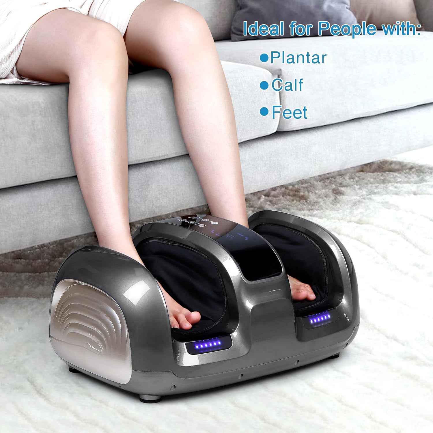 Masseur Pieds Mollets 3D Chaleur - 4 Programmes Auto & Relaxation Totale
