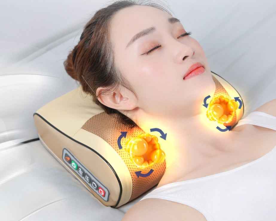 Coussin Massage Cervical Électrique - 16 Têtes Pétrissage Infrarouge