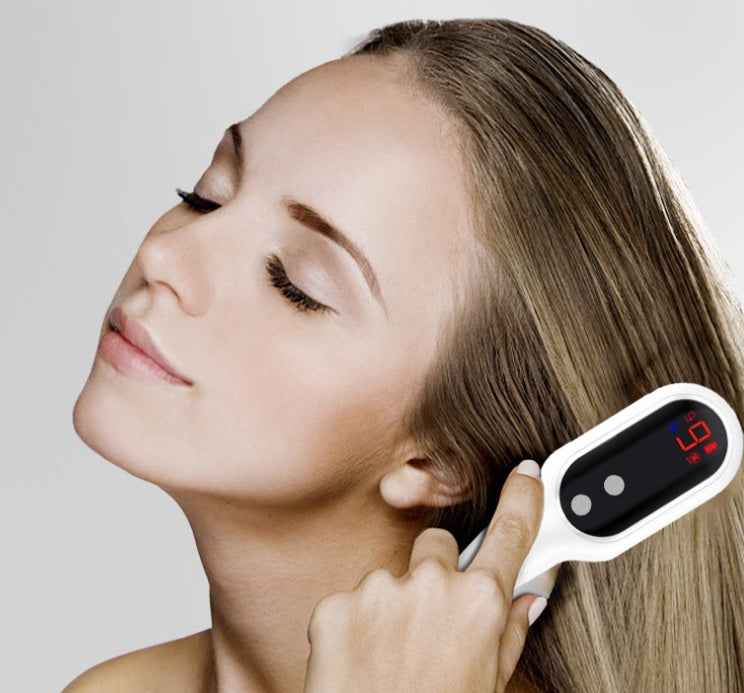 Peigne Massage Cuir Chevelu Électrique - Lumière Rouge Bleue Magnétique