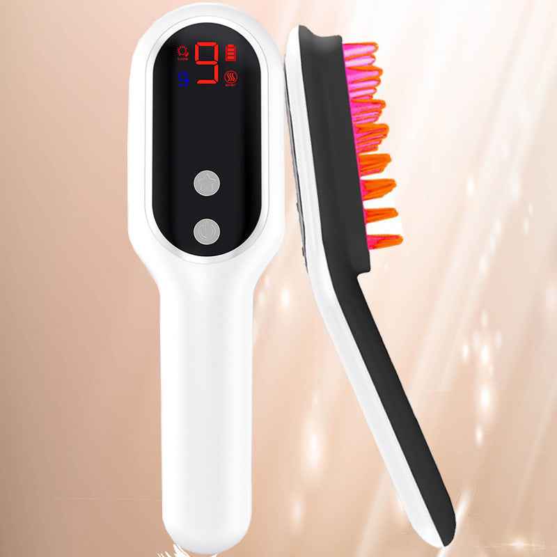 Peigne Massage Cuir Chevelu Électrique - Lumière Rouge Bleue Magnétique