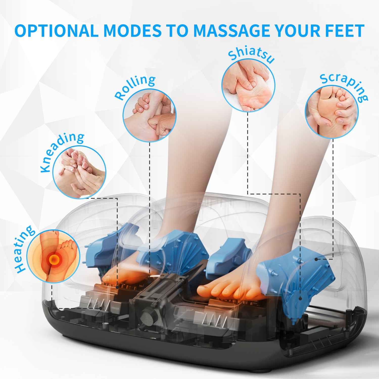 Masseur Pieds Mollets 3D Chaleur - 4 Programmes Auto & Relaxation Totale