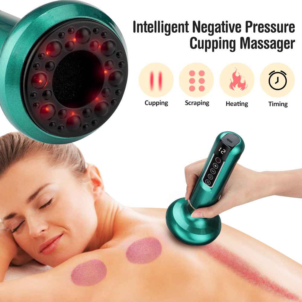 Ventouses Électriques Anti-Cellulite Gua Sha - Aspiration 12 Niveaux Chaleur