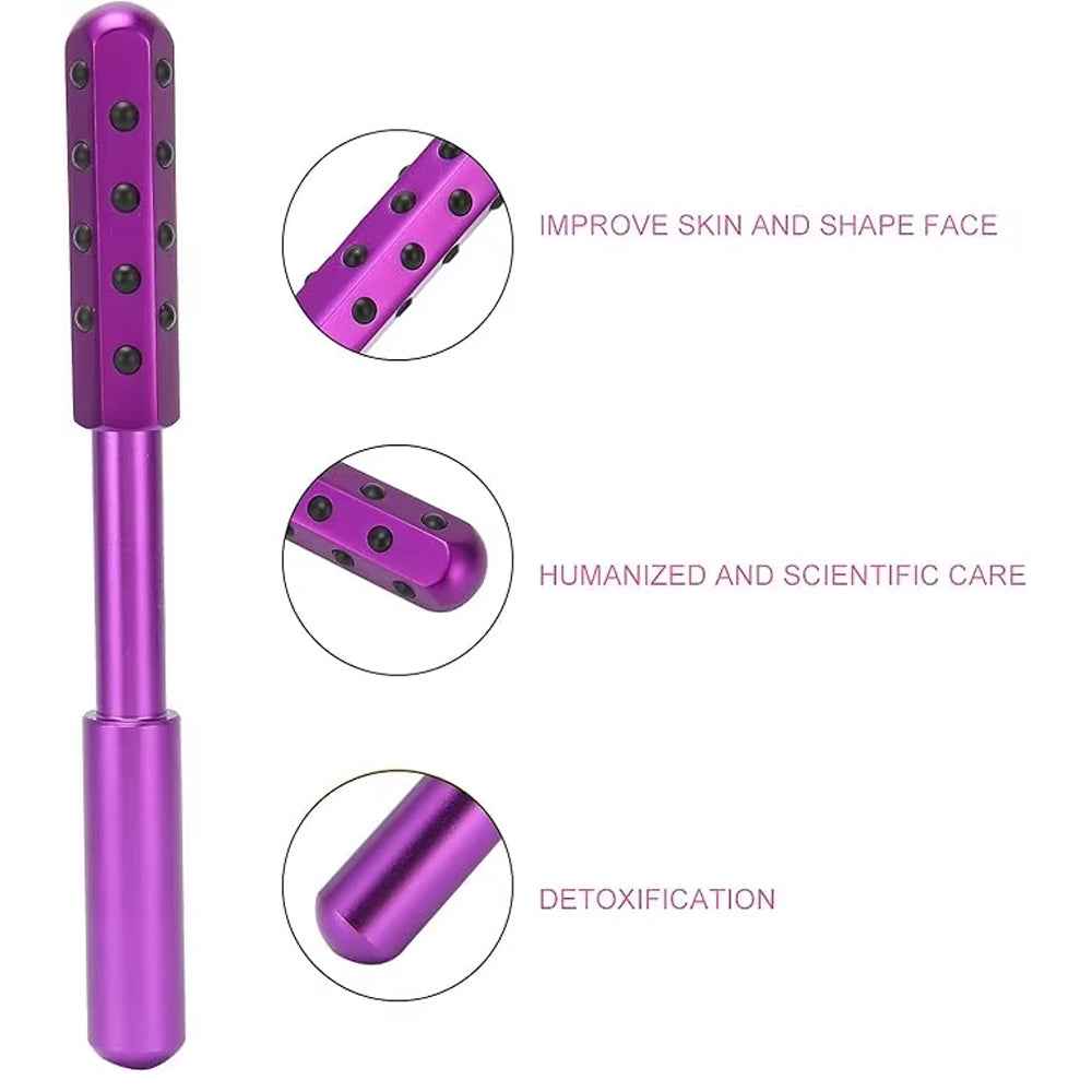 Bâton Beauté 30 Pierres Germanium - Rouleau Massage Visage Anti-Rides Lifting